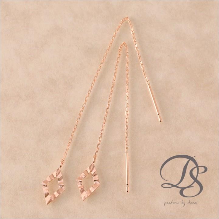 【土日限定1500円OFFクーポン有】 18金 ピアス k18 ピンクゴールド 揺れる アメリカンピアス 18k ひし形 18金ピアス k18ピアス ピアス18金 両耳 | DEVAS