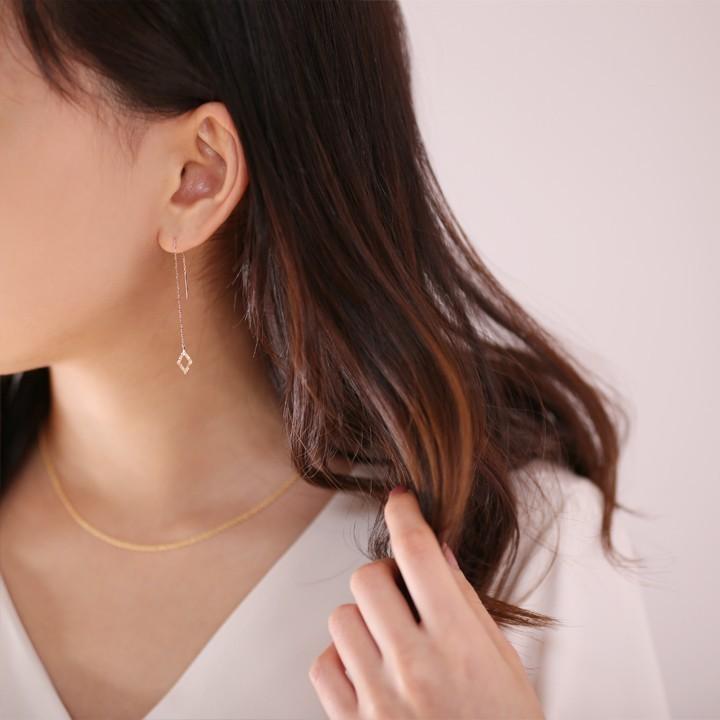 【土日限定1500円OFFクーポン有】 18金 ピアス k18 ピンクゴールド 揺れる アメリカンピアス 18k ひし形 18金ピアス k18ピアス ピアス18金 両耳 | DEVAS | 07