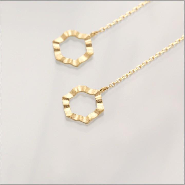 【土日限定1500円OFFクーポン有】 18金 ピアス k18 揺れる アメリカンピアス 18k 六角形 ヘキサゴン 18金ピアス k18ピアス レディース ピアス18金 両耳 | DEVAS | 02