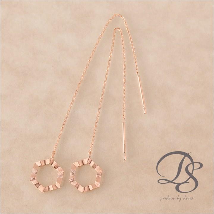 【土日限定1500円OFFクーポン有】 18金 ピアス k18 ピンクゴールド 揺れる アメリカンピアス 18k 六角形 18金ピアス k18ピアス レディース ピアス18金 | DEVAS