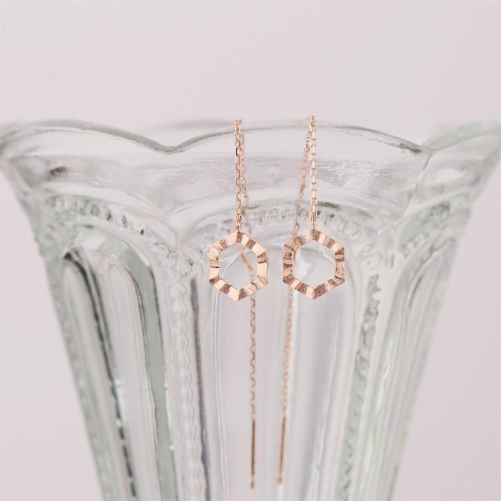 【土日限定1500円OFFクーポン有】 18金 ピアス k18 ピンクゴールド 揺れる アメリカンピアス 18k 六角形 18金ピアス k18ピアス レディース ピアス18金 | DEVAS | 01