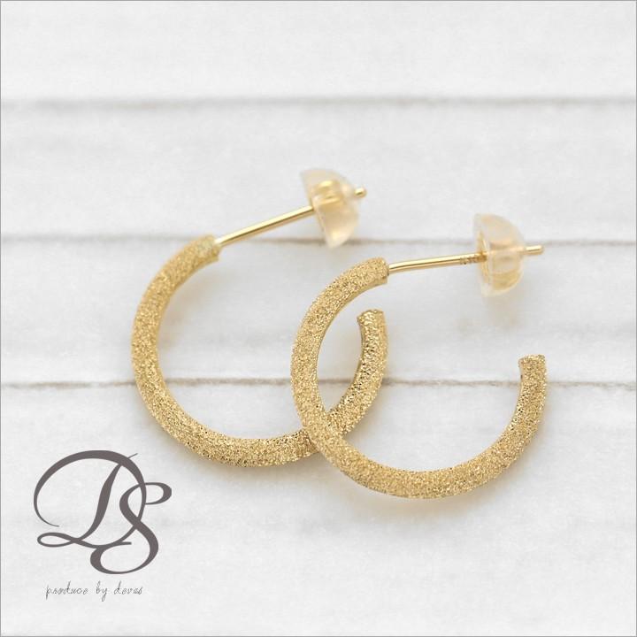 【土日限定3500円OFFクーポン有】 フープピアス 18k ピアス 18金 フープ k18 18金ピアス ダイヤモンドダスト k18ピアス レディース ピアス18金 両耳 | DEVAS