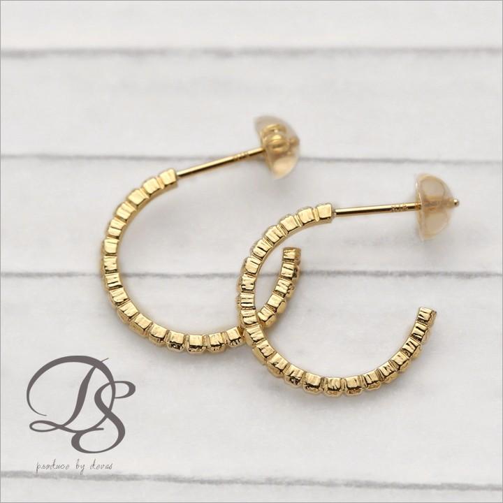 【土日限定3500円OFFクーポン有】 フープピアス 18k ピアス 18金 フープ k18 18金ピアス ブロックデザイ k18ピアス レディース ピアス18金 両耳 セット | DEVAS