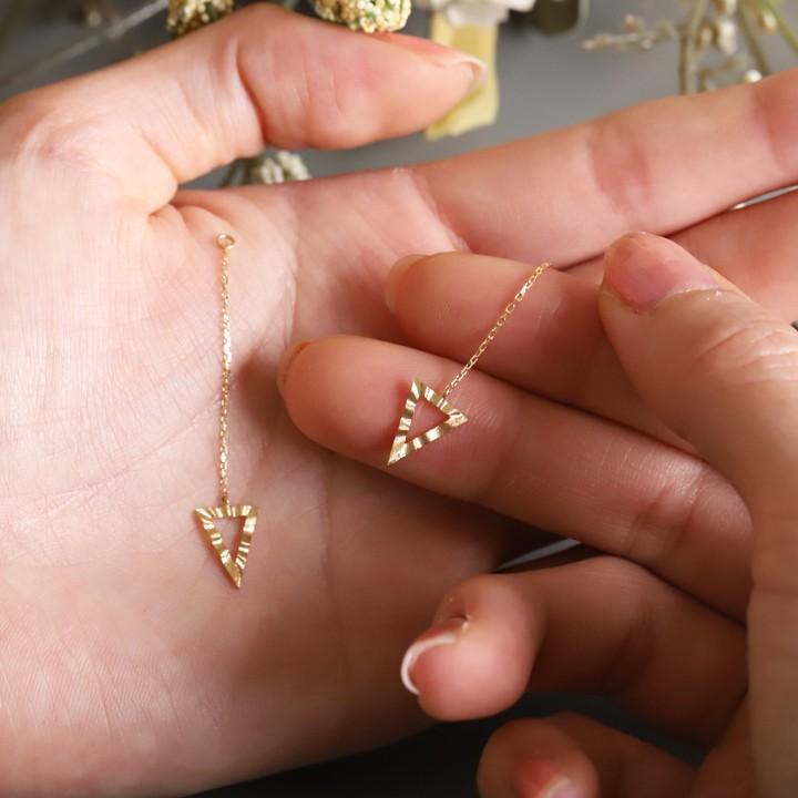 18金 ピアス 18k 18金ピアス レディース シンプル スター ハート トライアングル ピアスチャーム シルク ゴールド 金ピアス k18 金属アレルギー対応 揺れる | DEVAS | 11