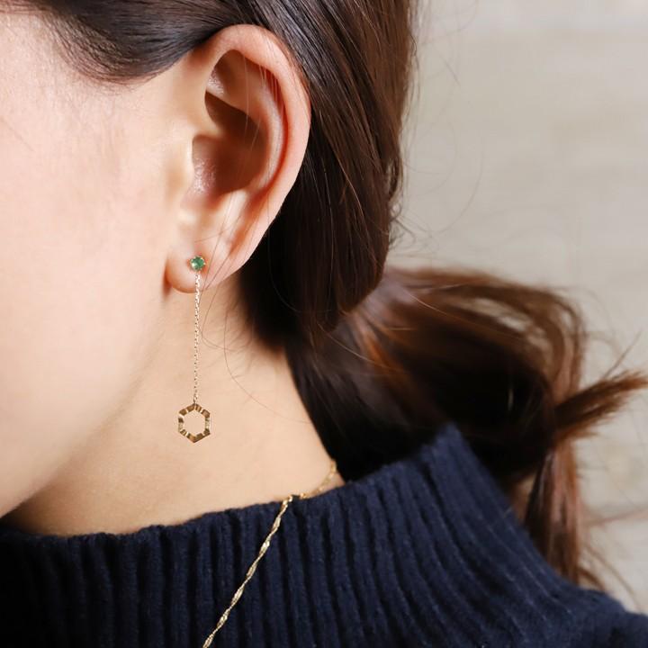 18金 ピアス 18k 18金ピアス レディース シンプル スター ハート トライアングル ピアスチャーム シルク ゴールド 金ピアス k18 金属アレルギー対応 揺れる | DEVAS | 03