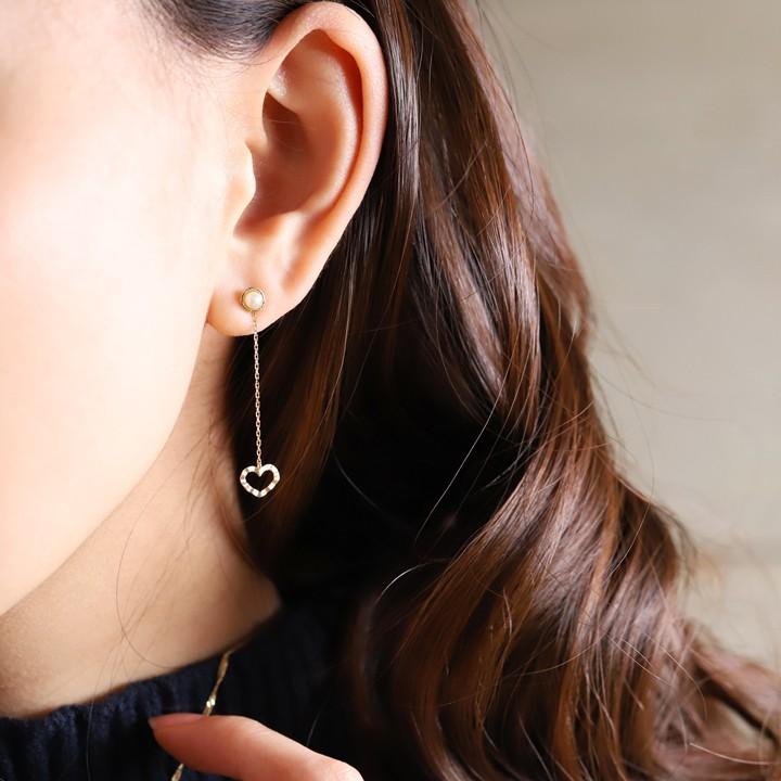 18金 ピアス 18k 18金ピアス レディース シンプル スター ハート トライアングル ピアスチャーム シルク ゴールド 金ピアス k18 金属アレルギー対応 揺れる | DEVAS | 04