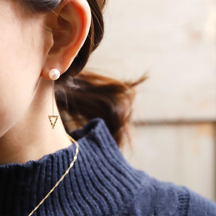 18金 ピアス 18k 18金ピアス レディース シンプル スター ハート トライアングル ピアスチャーム シルク ゴールド 金ピアス k18 金属アレルギー対応 揺れる | DEVAS | 07