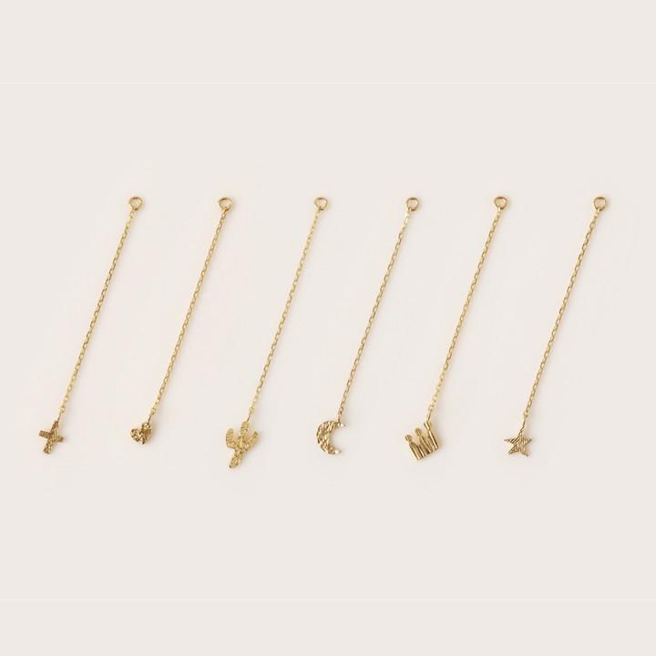 18金 ピアス 18k 18金ピアス レディース シンプル クロス サボテン 王冠 星 ハート ピアスチャーム 選べる モチーフ ゴールド 金ピアス k18 金属アレルギー対応 | DEVAS | 01