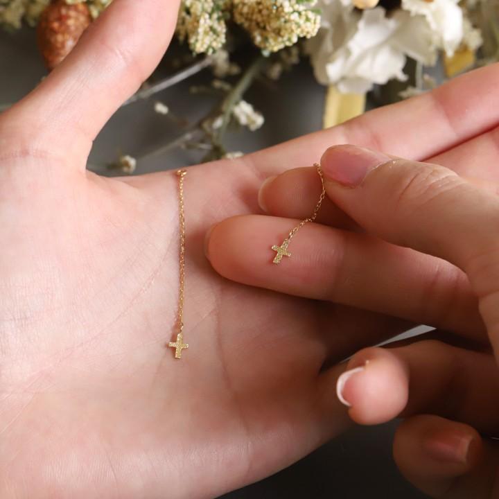 18金 ピアス 18k 18金ピアス レディース シンプル クロス サボテン 王冠 星 ハート ピアスチャーム 選べる モチーフ ゴールド 金ピアス k18 金属アレルギー対応 | DEVAS | 09