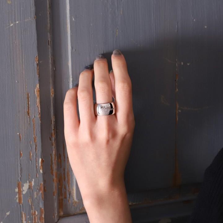 シルバー リング 18金 メッキ k18 コーティング 指輪 シルバー925 シルバーリング シンプル レディース 刻印 ネーム 幅広 太め 18k ゴールド silver925 銀 | DEVAS | 04