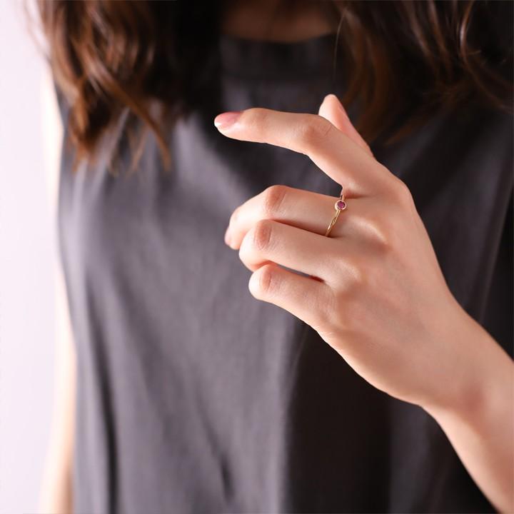 【土日限定3500円OFFクーポン有】 18金 リング k18 k18リング ルビー 一粒ジュエリー スターダスト 18k 指輪 レディース 18金指輪 18金リング シンプル | DEVAS | 08