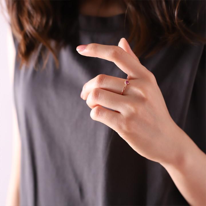【土日限定3500円OFFクーポン有】 18金 リング k18 k18リング ピンクゴールド 指輪 ルビー 一粒 スターダスト 18k レディース 18金指輪 18金リング | DEVAS | 08