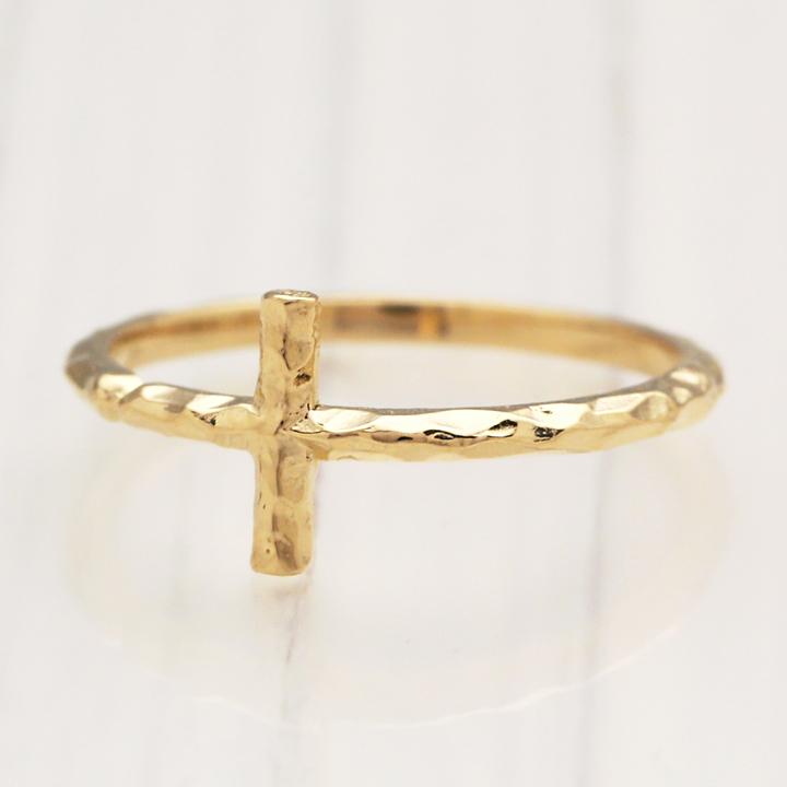 【土日限定2000円OFFクーポン有】 18金 リング k18 k18リング クロス 凸凹 ピンクゴールド 18k 指輪 レディース 18金指輪 18金リング シンプル 刻印 | DEVAS | 01