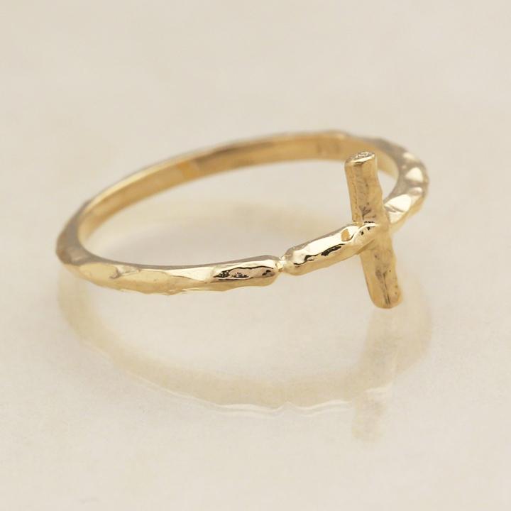 【土日限定2000円OFFクーポン有】 18金 リング k18 k18リング クロス 凸凹 ピンクゴールド 18k 指輪 レディース 18金指輪 18金リング シンプル 刻印 | DEVAS | 02