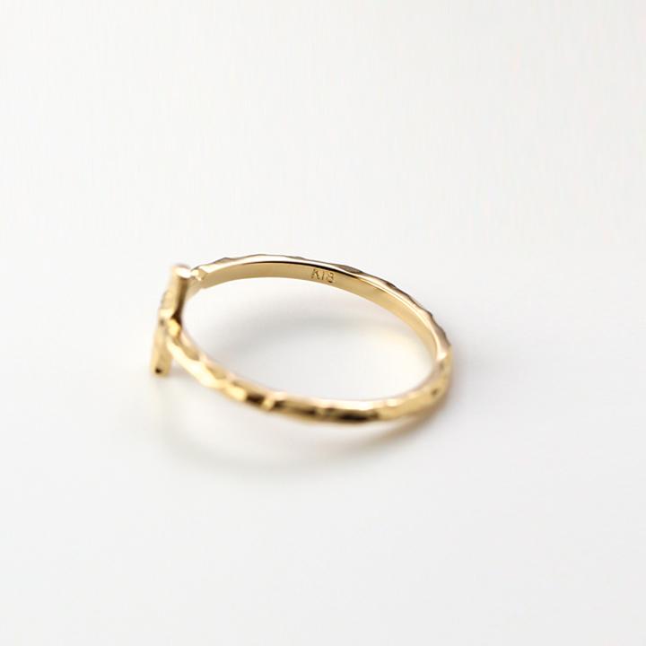 【土日限定2000円OFFクーポン有】 18金 リング k18 k18リング クロス 凸凹 ピンクゴールド 18k 指輪 レディース 18金指輪 18金リング シンプル 刻印 | DEVAS | 04