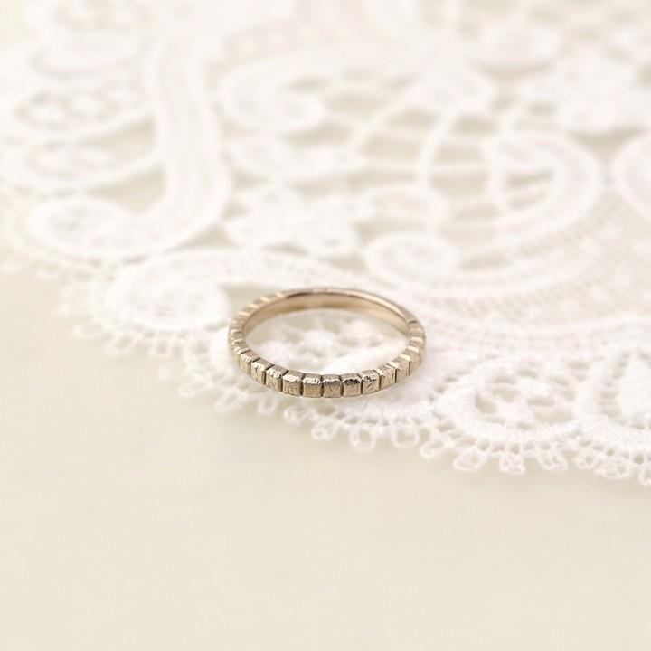 【6/14~15限定5000円OFFクーポン有】18金 リング k18 k18リング WG 指輪 メンズ ブロック L 凸凹 2.5mm 18k レディース 18金指輪 18金リングの画像