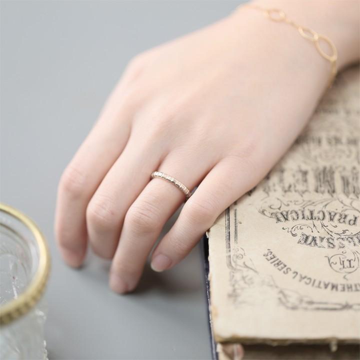 【6/14~15限定5000円OFFクーポン有】18金 リング k18 k18リング WG 指輪 メンズ ブロック L 凸凹 2.5mm 18k レディース 18金指輪 18金リングの画像