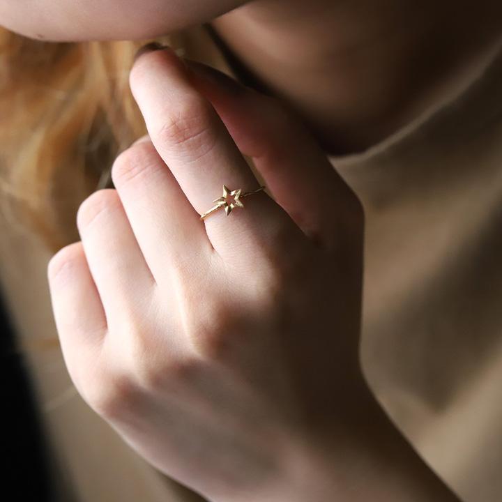 K18 STAR JEWELRYピンキーリング4号 ダイアモンド 18金