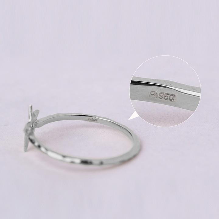 プラチナリング 指輪 プラチナ リング 星 スター オープンスター シルク 凸凹 デザイン pt950 pt 指輪 レディース プラチナ指輪 シンプル 本物 地金 細い | DEVAS | 06