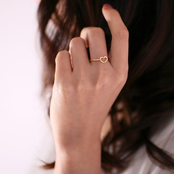 【土日限定2000円OFFクーポン有】 18金 リング k18 ピンキーリング k18リング ハート オープンハート 18k 指輪 レディース 18金指輪 18金リング | DEVAS | 08