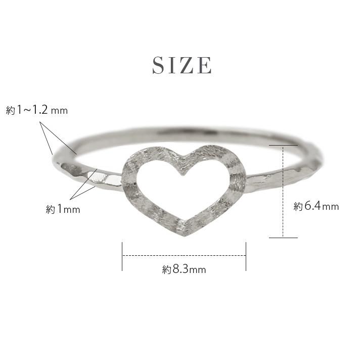 プラチナリング 指輪 プラチナ リング ハート オープンハート pt950 pt 指輪 レディース プラチナ指輪 シンプル 本物 地金 華奢 細い 普段使い ピンキーリング | DEVAS | 07