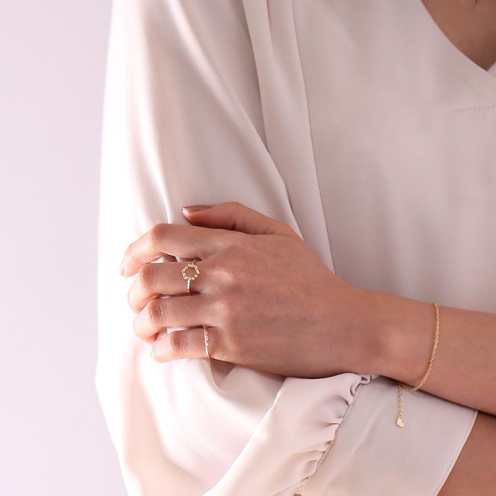 【土日限定2000円OFFクーポン有】 18金 リング k18 ピンキーリング k18リング ヘキサゴン 六角形 18k 指輪 レディース 18金指輪 18金リング ピンキー | DEVAS | 08