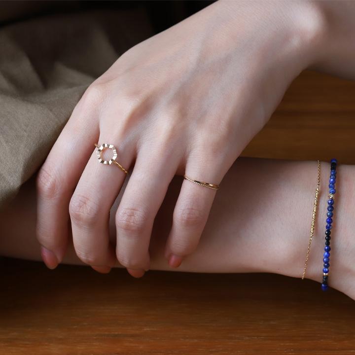 【土日限定2000円OFFクーポン有】 18金 リング k18 ピンキーリング k18リング ヘキサゴン 六角形 18k 指輪 レディース 18金指輪 18金リング ピンキー | DEVAS | 09