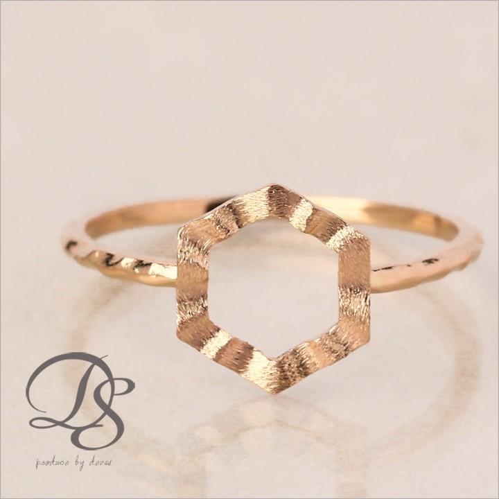 【土日限定2000円OFFクーポン有】 18金 リング k18 ピンキーリング ピンクゴールド 指輪 k18リング 六角形 18k レディース 18金指輪 18金リング | DEVAS