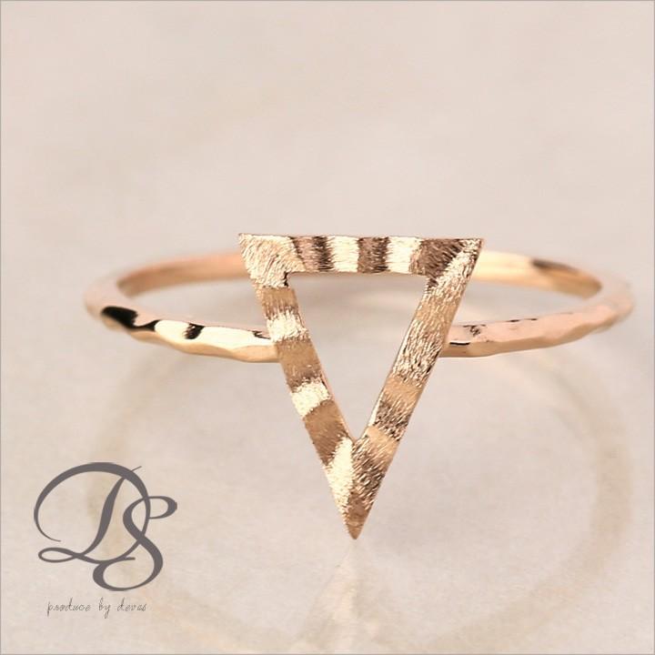 【土日限定2000円OFFクーポン有】 18金 リング k18 ピンキーリング ピンクゴールド 指輪 k18リング三角形 18k レディース 18金指輪 18金リング | DEVAS