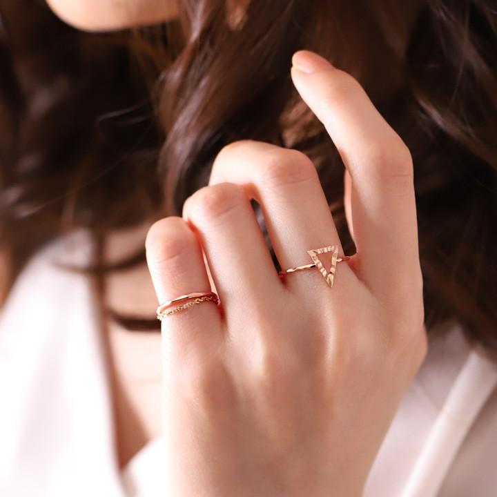 【土日限定2000円OFFクーポン有】 18金 リング k18 ピンキーリング ピンクゴールド 指輪 k18リング三角形 18k レディース 18金指輪 18金リング | DEVAS | 08