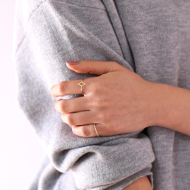 【土日限定2000円OFFクーポン有】 18金 リング k18 ピンキーリング k18リング ひし形 ロンバス 18k 指輪 レディース 18金指輪 18金リング ピンキー | DEVAS | 08