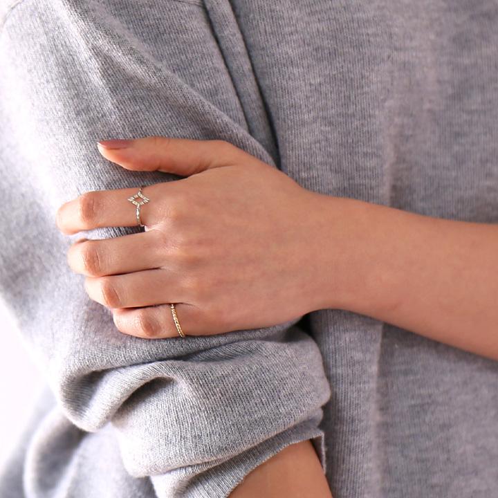 プラチナリング 指輪 プラチナ リング ひし形 ロンバス pt950 pt 指輪 ピンキーリング レディース プラチナ指輪 シンプル 本物 地金 華奢 細い つけっぱなし | DEVAS | 08