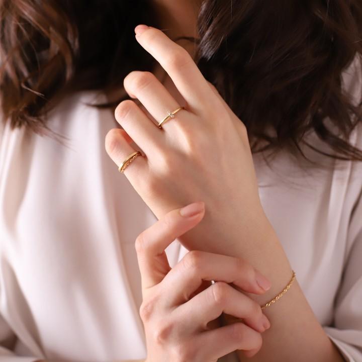 【土日限定2000円OFFクーポン有】 18金 リング k18 ピンキーリング k18リング 3石 ダイヤモンド 18k 指輪 レディース 18金指輪 18金リング ピンキー | DEVAS | 09