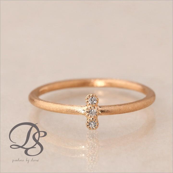 【土日限定2000円OFFクーポン有】 18金 リング k18 ピンキーリング ピンクゴールド 指輪 k18リング 3石 ダイヤ 18k レディース 18金指輪 18金リング | DEVAS