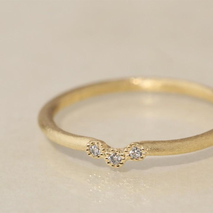 【土日限定2000円OFFクーポン有】 18金 リング k18 ピンキーリング k18リング 3石 ダイヤモンド 18k 指輪 レディース 18金指輪 18金リング ピンキー | DEVAS | 02