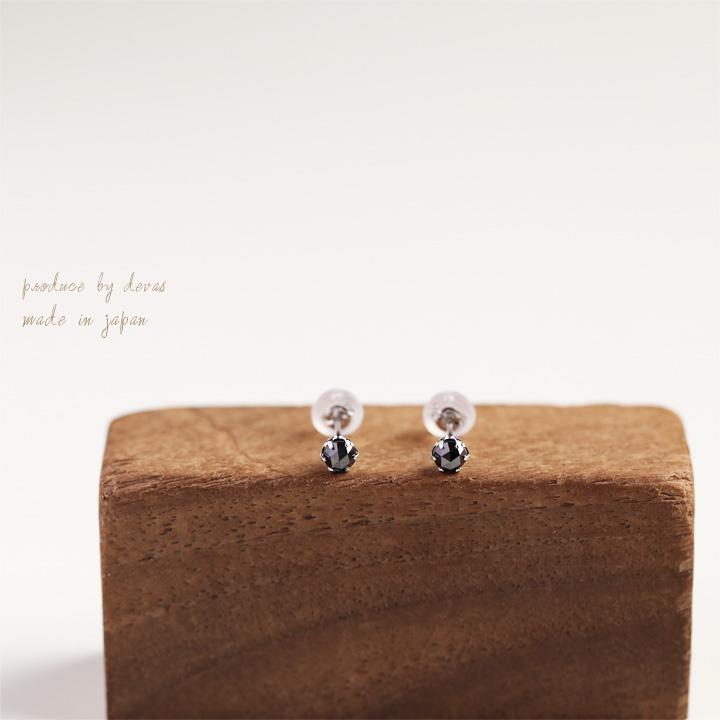 18金 ピアス k18 18金ピアス 18k ブラック ダイヤ 一粒 k18ピアス レディース ピアス18金 18kピアス 【在庫限り】 | DEVAS | 01
