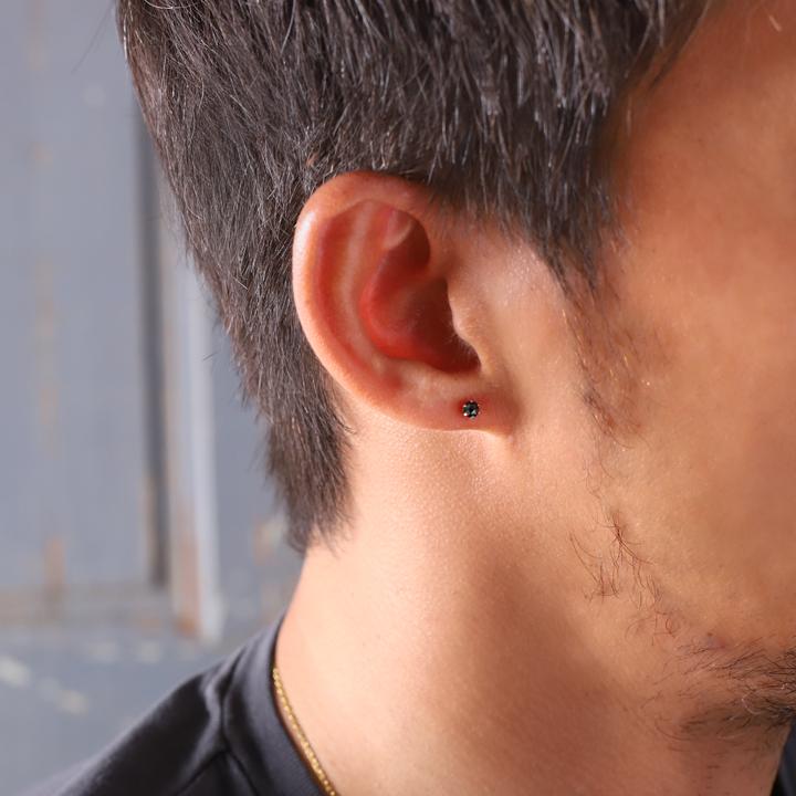 18金 ピアス k18 18金ピアス 18k ブラック ダイヤ 一粒 k18ピアス レディース ピアス18金 18kピアス 【在庫限り】 | DEVAS | 03