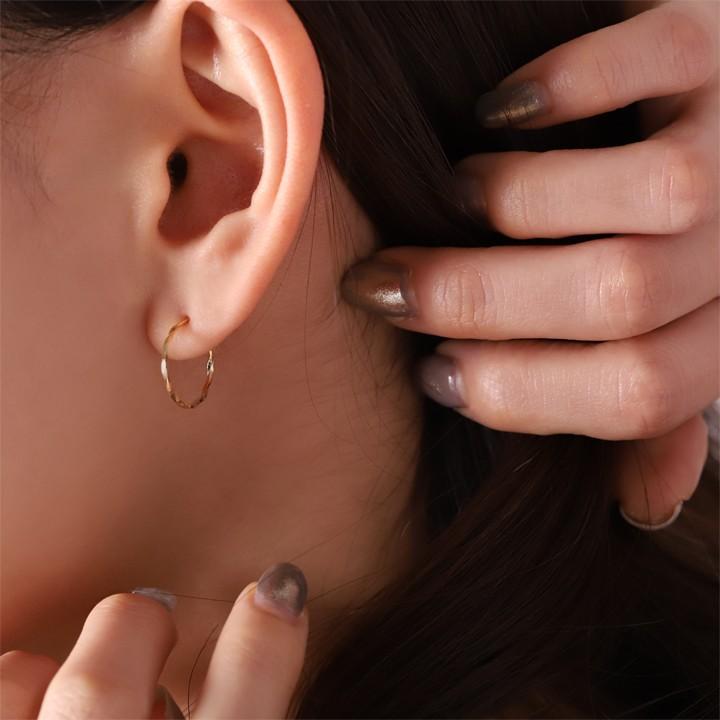 【土日限定1500円OFFクーポン有】 フープピアス 18k ピアス 18金 フープ k18 18金ピアス ツイスト(S) k18ピアス レディース ピアス18金 両耳 セット | DEVAS | 07