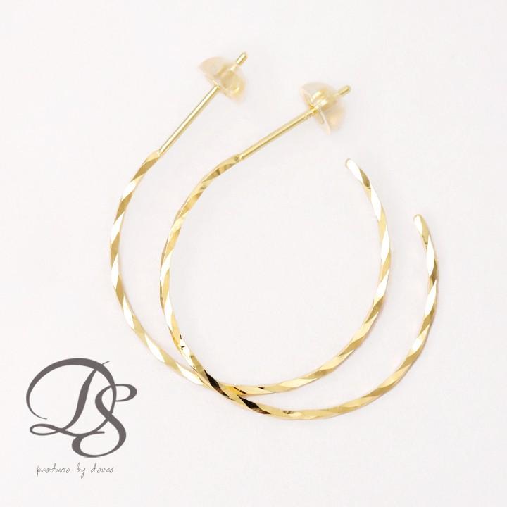 【土日限定2000円OFFクーポン有】 フープピアス 18k ピアス 18金 フープ k18 18金ピアス ツイスト(M) k18ピアス レディース ピアス18金 両耳 セット | DEVAS