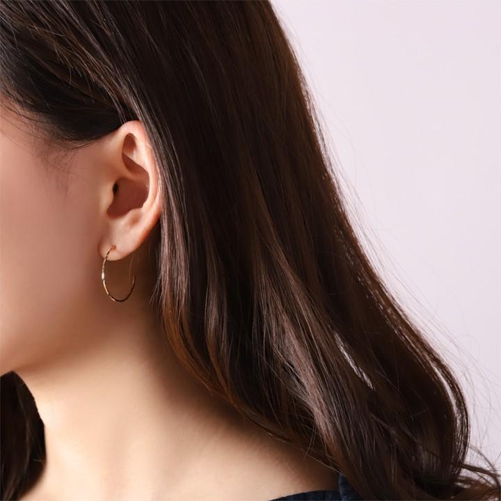 【土日限定2000円OFFクーポン有】 フープピアス 18k ピアス 18金 フープ k18 18金ピアス ツイスト(M) k18ピアス レディース ピアス18金 両耳 セット | DEVAS | 06