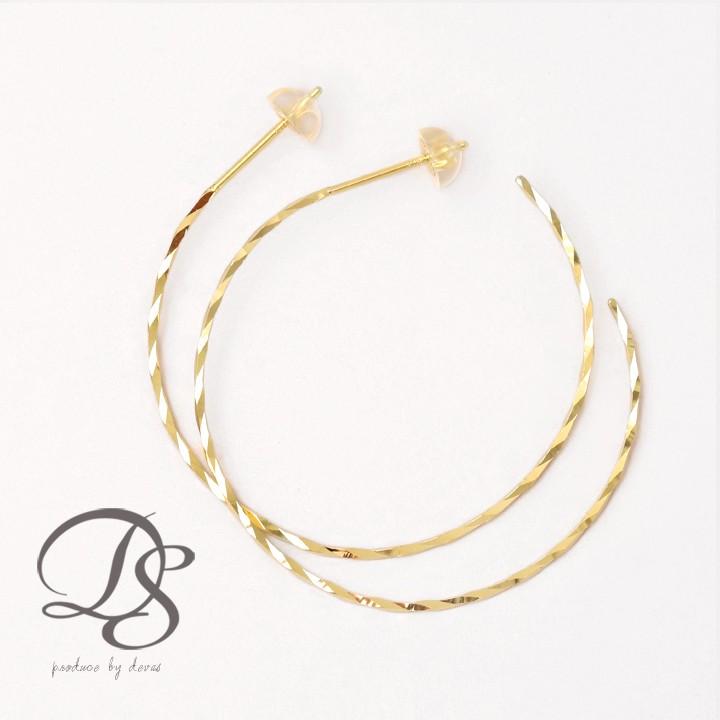【土日限定2000円OFFクーポン有】 フープピアス 18k ピアス 18金 フープ k18 18金ピアス ツイスト(L) k18ピアス レディース ピアス18金 両耳 セット | DEVAS