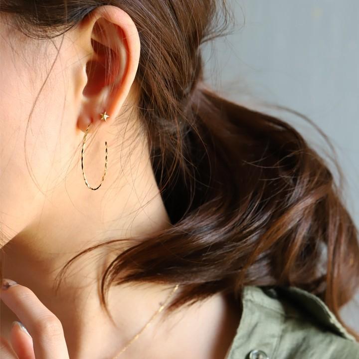 【土日限定2000円OFFクーポン有】 フープピアス 18k ピアス 18金 フープ k18 18金ピアス ツイスト(L) k18ピアス レディース ピアス18金 両耳 セット | DEVAS | 10
