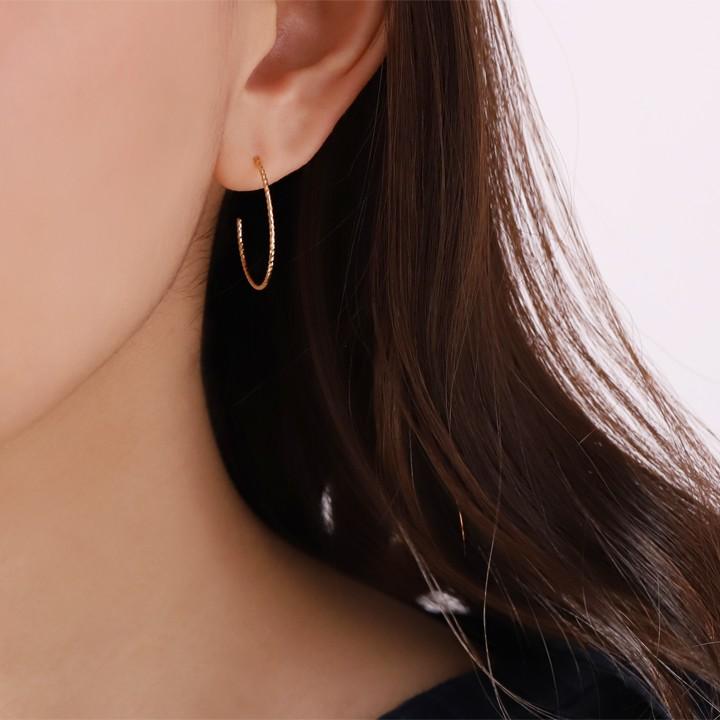 【土日限定2000円OFFクーポン有】 フープピアス 18k ピアス 18金 フープ k18 18金ピアス スパイラル(M) k18ピアス レディース ピアス18金 両耳 セット | DEVAS | 08