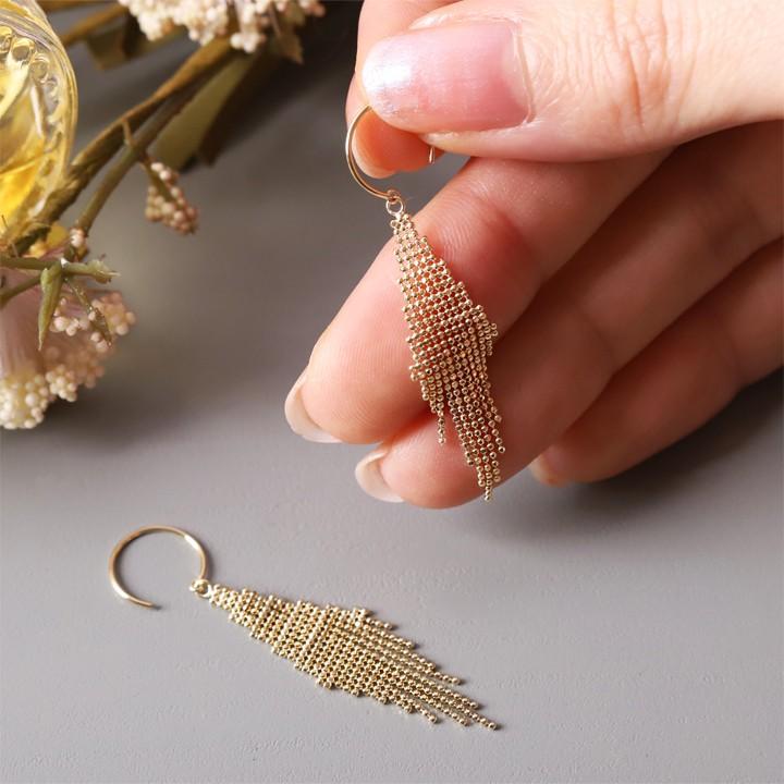 【土日限定5000円OFFクーポン有】 18金 ピアス k18 18金ピアス 18k フックピアス ボールチェーン 揺れる 大ぶり k18ピアス レディース ピアス18金 両耳 | DEVAS | 07