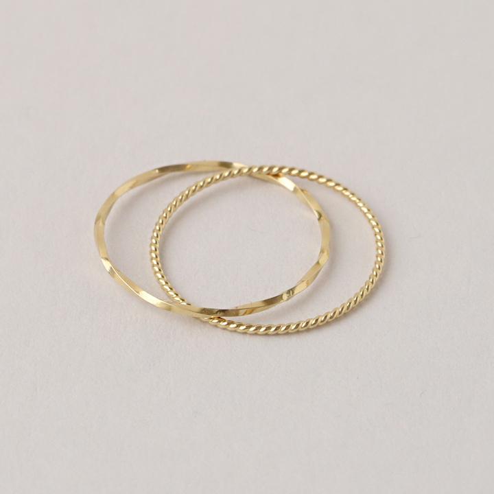 18金 リング k18 ピンキーリング k18リング 2連 ひねり 18k 指輪 レディース 18金指輪 18金リング 18kリング シンプル ピンキー ゴールド 本物 地金 華奢 細い | DEVAS | 03