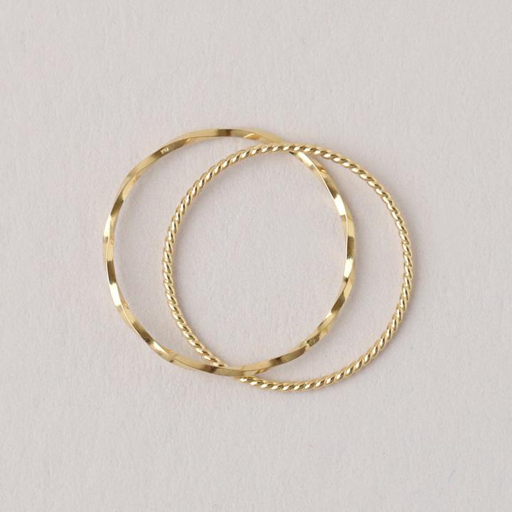 18金 リング k18 ピンキーリング k18リング 2連 ひねり 18k 指輪 レディース 18金指輪 18金リング 18kリング シンプル ピンキー ゴールド 本物 地金 華奢 細い | DEVAS | 05