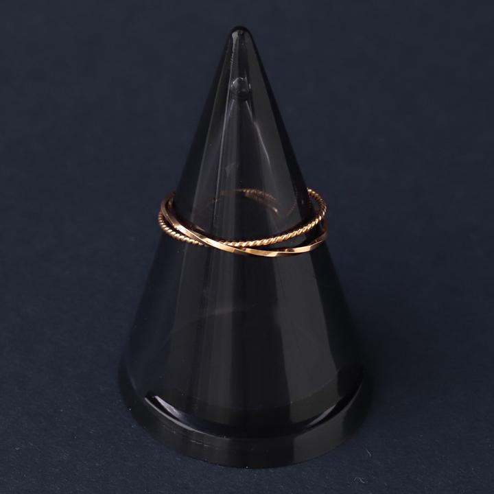 18金 リング k18 ピンキーリング ピンクゴールド 指輪 k18リング 2連 ひねり 18k レディース 18金指輪 18金リング 18kリング シンプル 地金 ピンキー 華奢 細い | DEVAS | 03