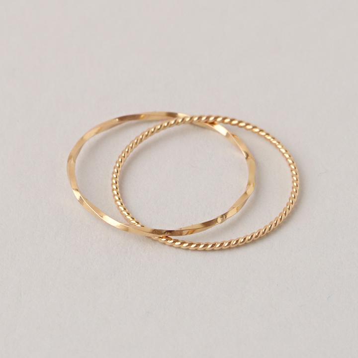 18金 リング k18 ピンキーリング ピンクゴールド 指輪 k18リング 2連 ひねり 18k レディース 18金指輪 18金リング 18kリング シンプル 地金 ピンキー 華奢 細い | DEVAS | 04
