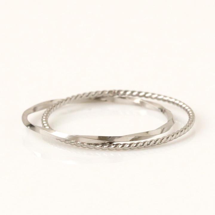 プラチナリング 指輪 プラチナ リング ピンキー ピンキーリング 2連 ひねり ねじれ pt850 指輪 レディース シンプル プラチナ指輪 2連リング 地金 華奢 細い | DEVAS | 02