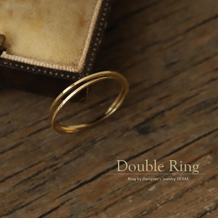 18金 リング k18 ピンキーリング k18リング 2連 角状 18k 指輪 レディース 18金指輪 18金リング 18kリング シンプル ピンキー ゴールド 本物 金  地金 華奢 細い | DEVAS | 01